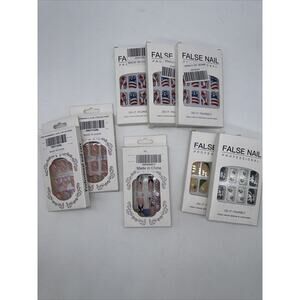 False Nails Beautiful Nail Do it Yourself KITS Lot‎ Of 8 packs NIB 24 In Ea/glue